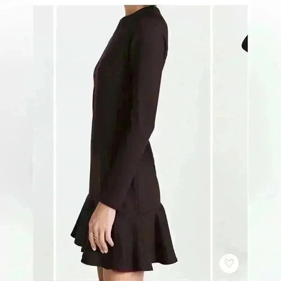 NWT- Revolve Susana Monaco Ruffle Bottom Long Sleeve Mini Dress Sz L- Cabernet - Picture 4 of 7